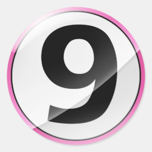 Number 9 pink sticker