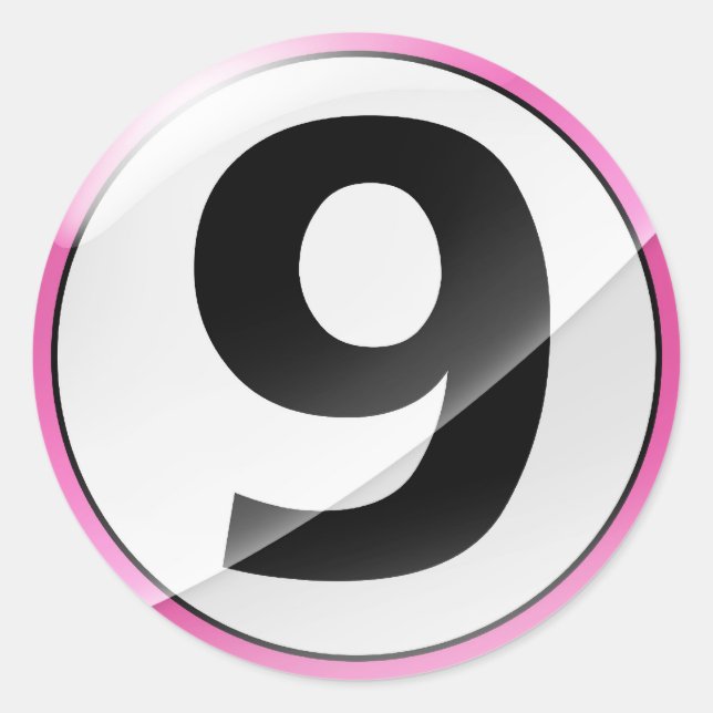 Number 9 pink sticker (Front)