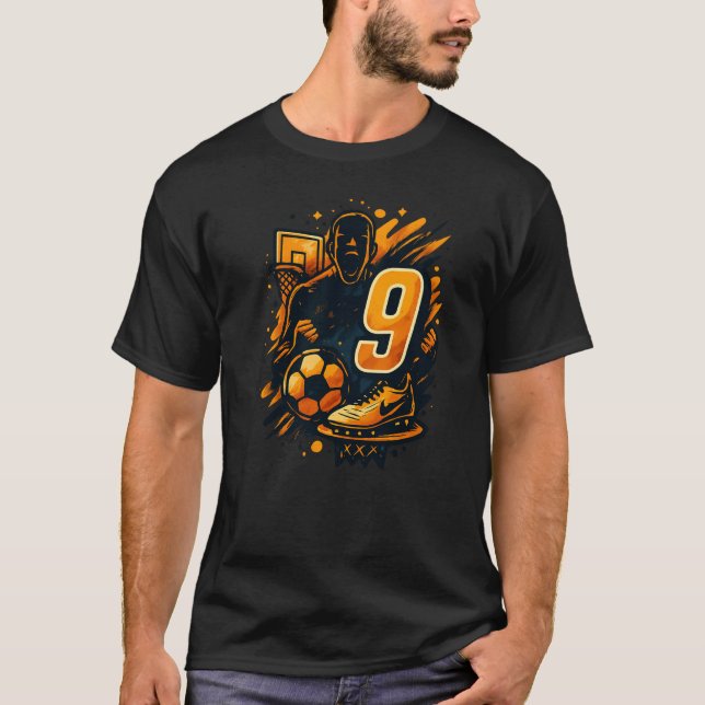 Number 9 Sports T-Shirt – Football & Basketball  (Front)