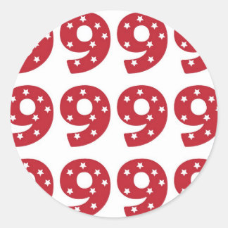 Number 9 - White Stars on Dark Red Classic Round Sticker