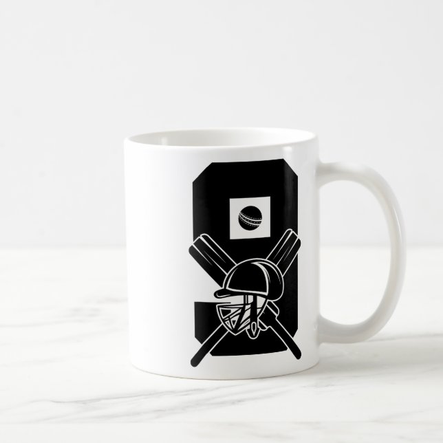Number 9 Years Cricket 9th Birthday  Coffee Mug (Right)