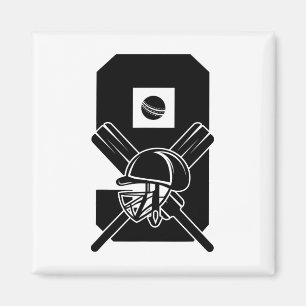 Number 9 Years Cricket 9th Birthday Magnet