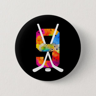 Number 9 Years Ice Hockey 9th Birthday (1) 6 Cm Round Badge