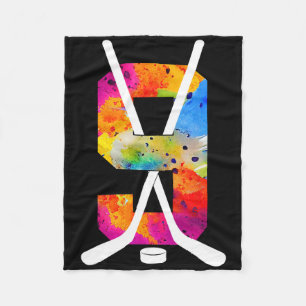 Number 9 Years Ice Hockey 9th Birthday (1)  Fleece Blanket