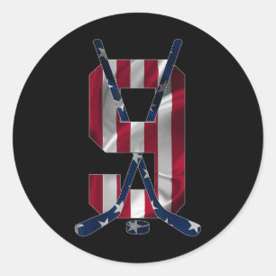 Number 9 Years Ice Hockey 9th Birthday (2) Classic Round Sticker