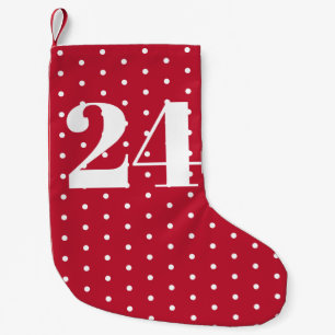Number   Advent Calendar Red and White Polka Dots Small Christmas Stocking