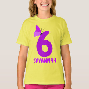 Number and Name Birthday Cute Butterfly Purple T-Shirt