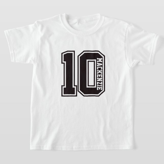 Number And Name Personalised  T-Shirt (Laydown)