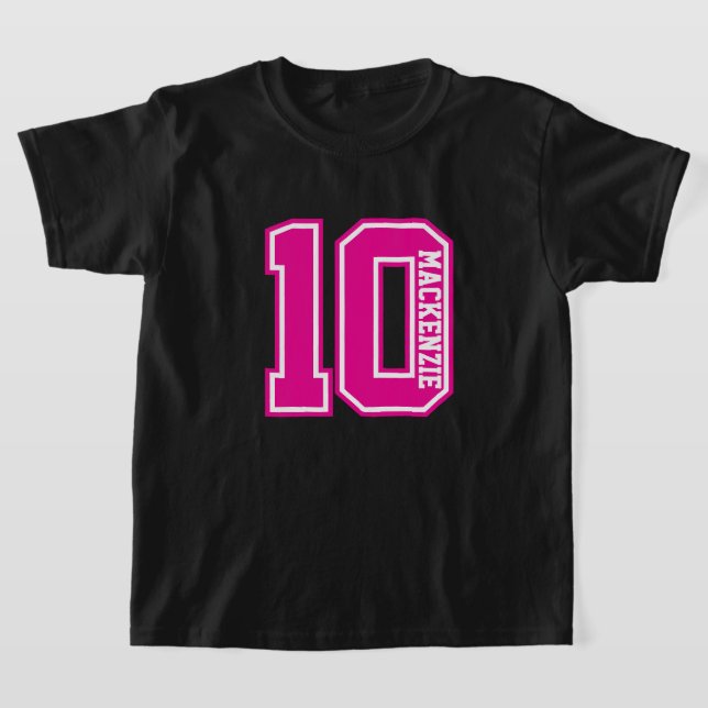 Number And Name Personalised Varsity  T-Shirt (Laydown)
