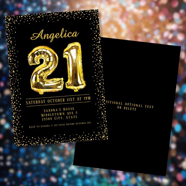 Number Balloons 21st Birthday Invitation (Number Balloons 21st Birthday Invitation.)