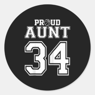 Number Custom Proud Basketball Aunt Personalize T  Classic Round Sticker