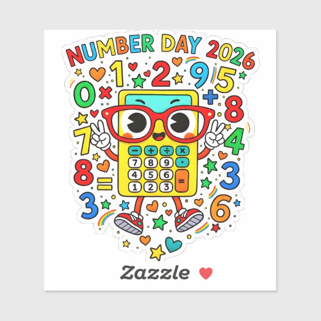 Number Day 2026 Colourful Maths Sticker for School (Sheet)