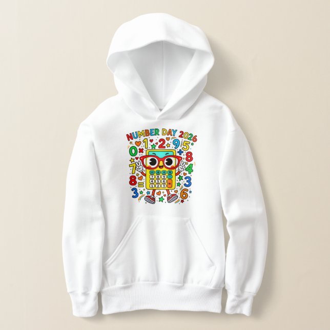Number Day 2026 Cute Maths Calculator Hoodie (Laydown)