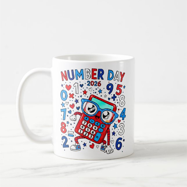 Number Day 2026 Cute Maths Calculator Mug (Left)