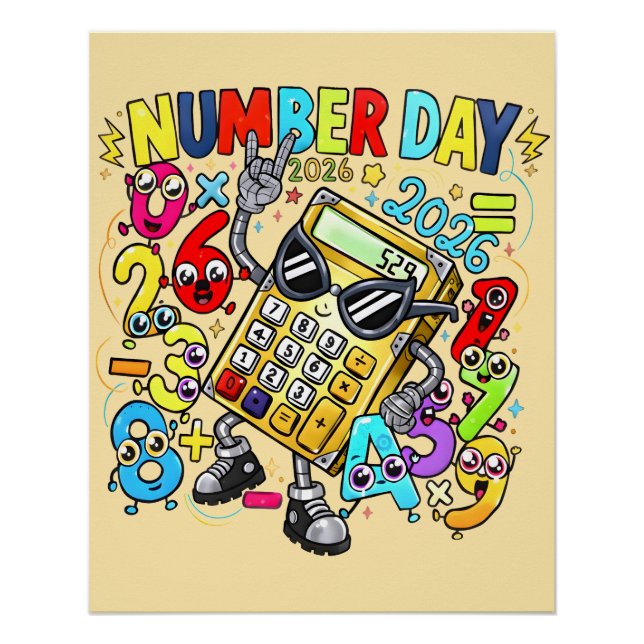 Number Day 2026 Maths Poster for Kids UK Classroom (Front)
