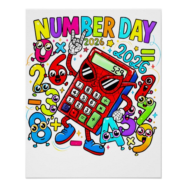 Number Day 2026 Maths Poster for Kids UK Classroom (Front)