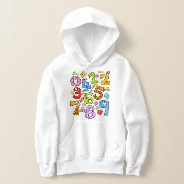 Number Day Colorful Cartoon Numbers Hoodie (Laydown)