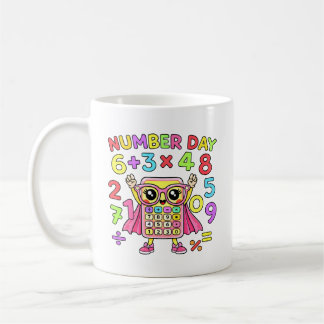 Number Day Cute Calculator Character Design Coffee Mug
