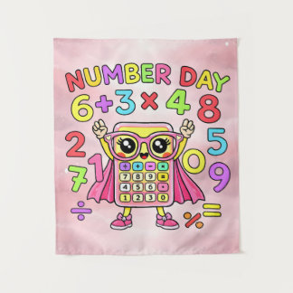 Number Day Cute Calculator Character Design Tapestry