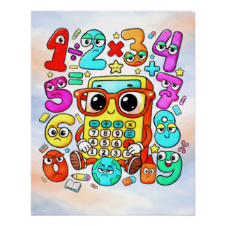 Number Day Cute Calculator Math Design Poster