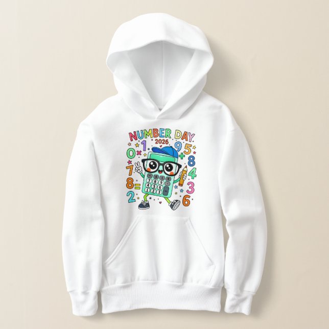 Number Day Cute Calculator Math Hoodie (Laydown)