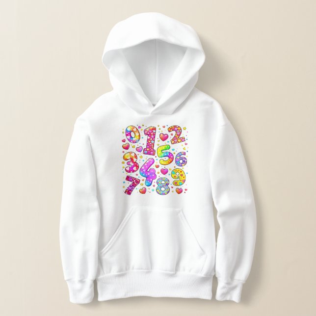 Number Day Cute Colorful Numbers Hoodie (Laydown)