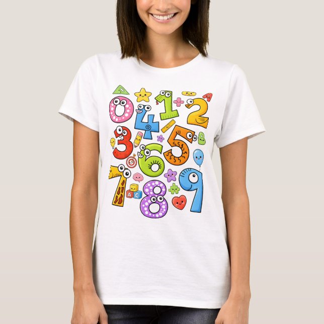 Number Day Cute Colorful Numbers Math T Shirt (Front)