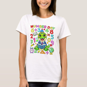 Number Day Dinosaur Maths T Shirt for Kids
