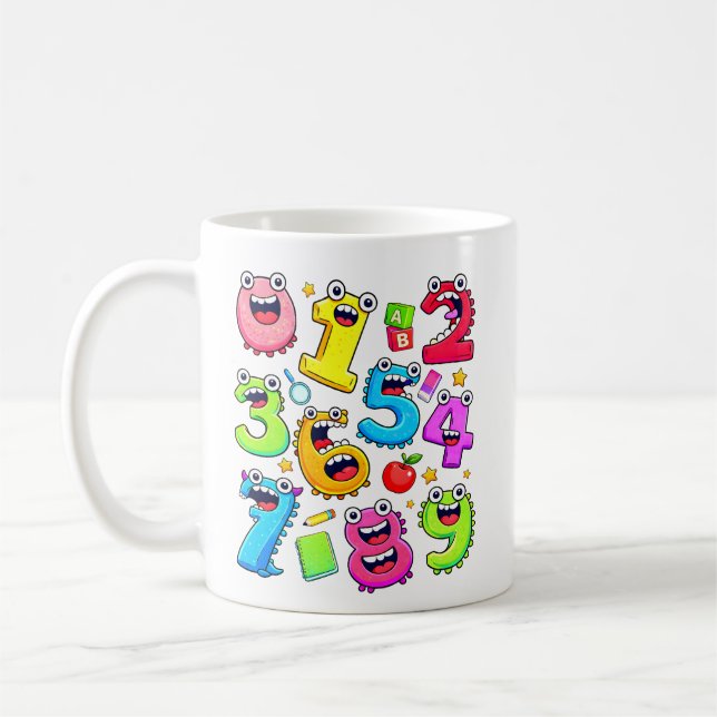 Number Day Funny Cartoon Numbers Design Coffee Mug (Left)