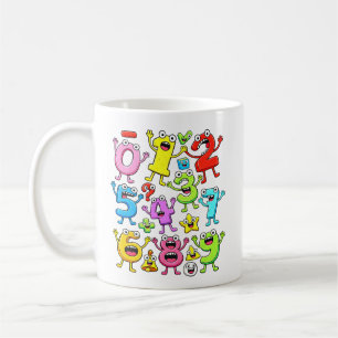 Number Day Funny Cartoon Numbers Design for Kids Coffee Mug