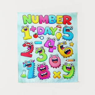 Number Day Funny Cartoon Numbers Design Tapestry