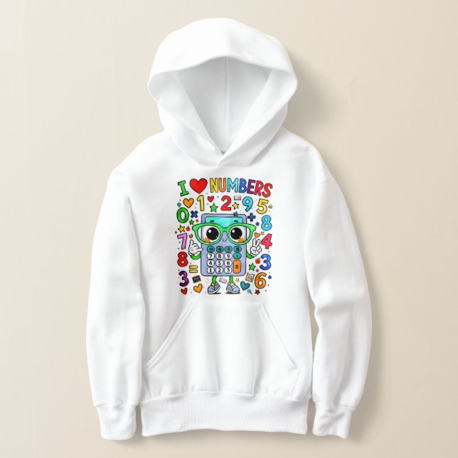 Number Day Kids Hoodie | I Love Numbers Maths (Laydown)