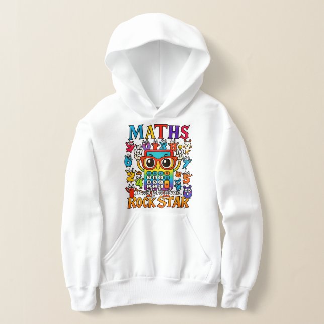 Number Day Kids Hoodie | Maths Rock Star (Laydown)
