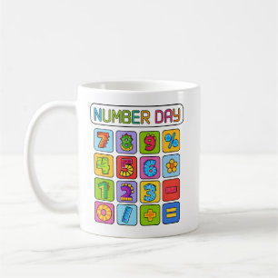 Number Day Math Icons Calculator Design for Kids Coffee Mug