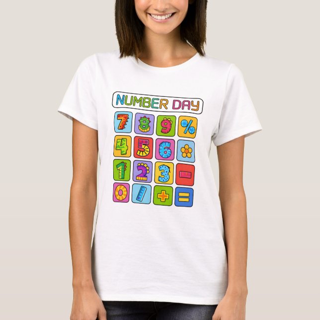 Number Day Math Icons Calculator T Shirt (Front)
