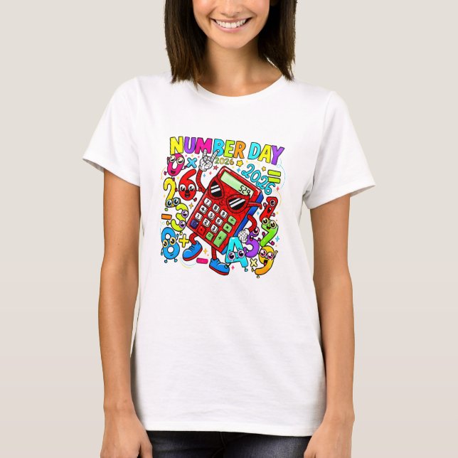 Number Day Maths Calculator T Shirt for Teachers (Front)