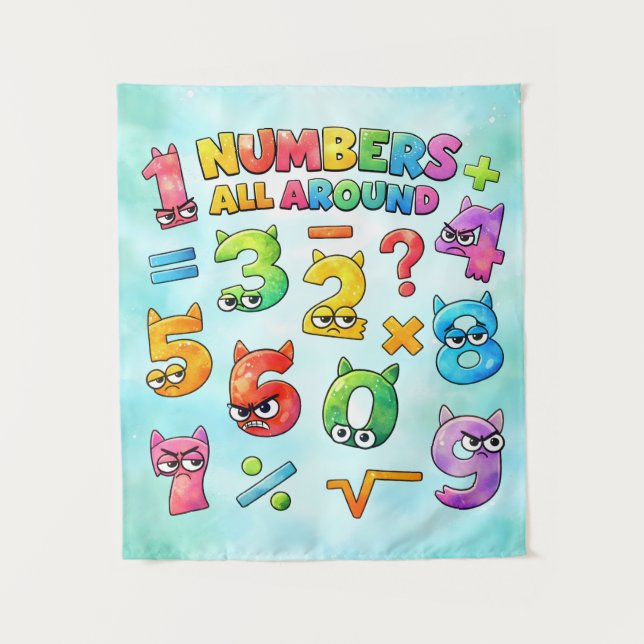 Number Day Numbers All Around Maths Banner for Sch Tapestry (Front)