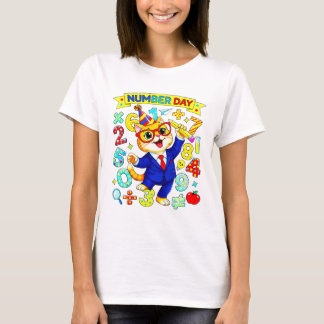 Number Day Smart Cat Maths T Shirt for Kids