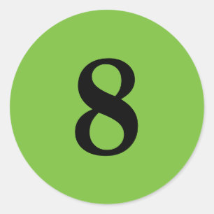 Number Eight planning simple 8 green black Classic Round Sticker