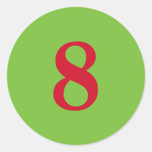 Number Eight planning simple 8 green red Classic Round Sticker