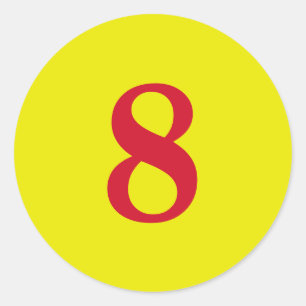 Number Eight planning simple 8 yellow red Classic Round Sticker