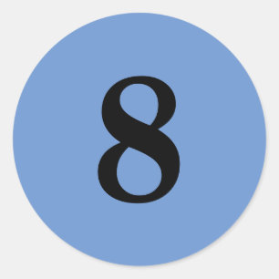 Number Eight planning supplies simple 8 blue black Classic Round Sticker