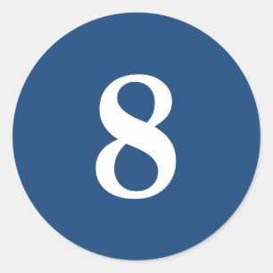 Number Eight planning supplies simple 8 navy white Classic Round Sticker