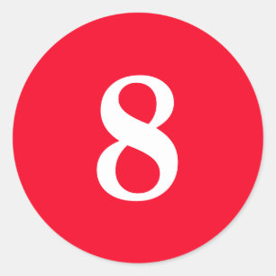 Number Eight planning supplies simple 8 red white Classic Round Sticker