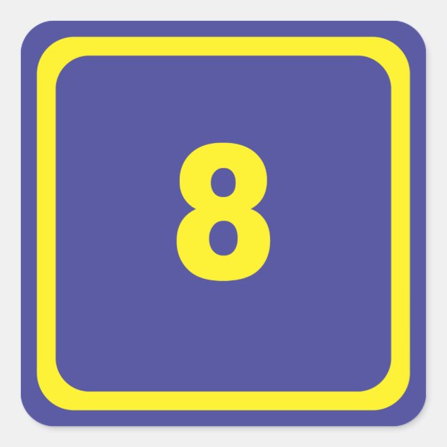 number eight square sticker (Front)
