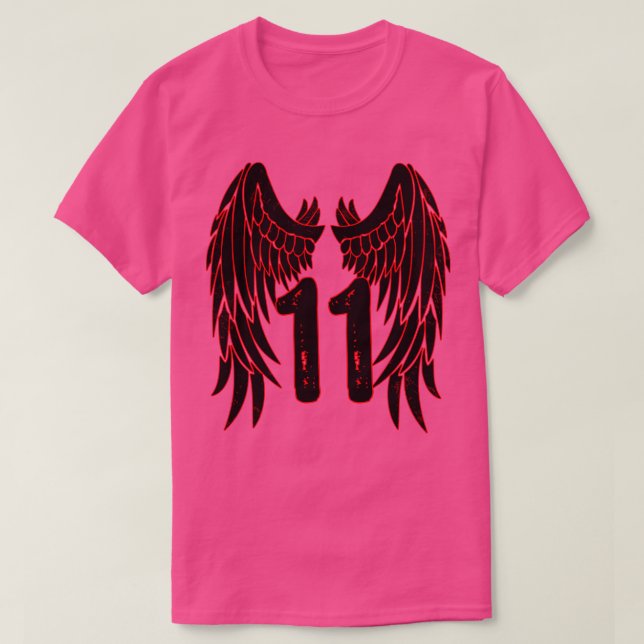 Number Eleven Angel Wings T-Shirt (Design Front)