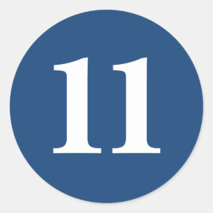 Number Eleven planning supplies 11 navy white Classic Round Sticker