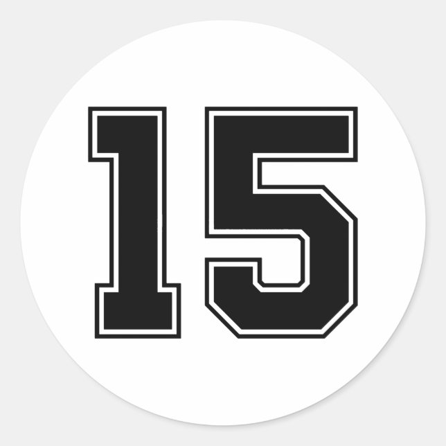 Number Fifteen 15 Sport Font Classic Round Sticker (Front)