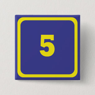 number five 15 cm square badge