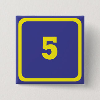 number five 15 cm square badge
